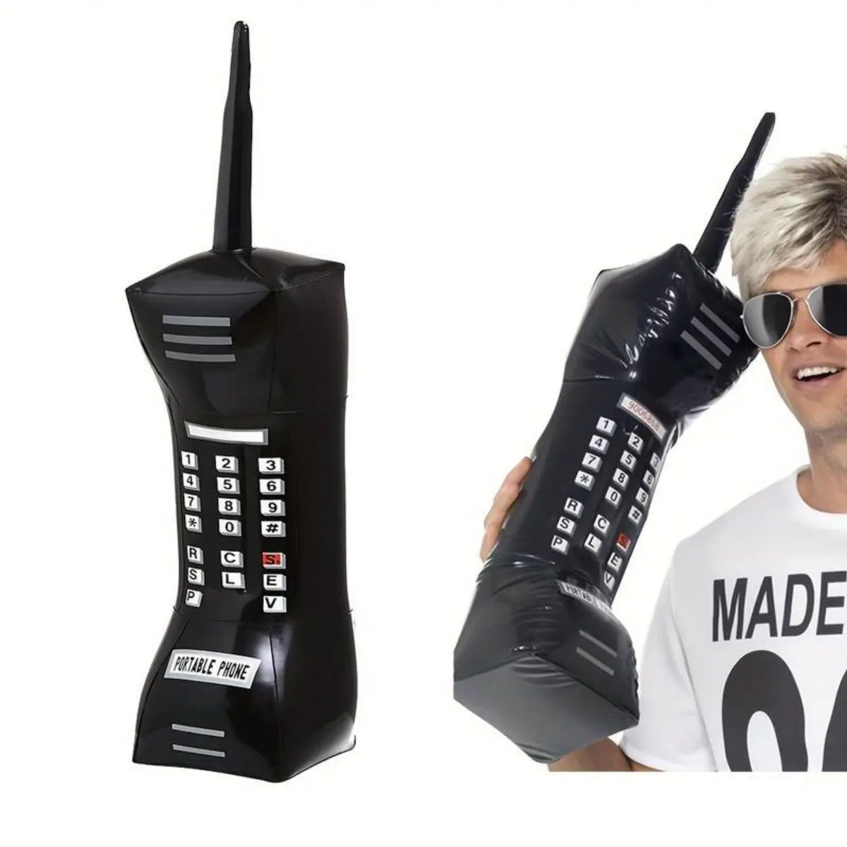 PVC Inflatable Retro Phone Prop, Party Event Props, Party Photo Prop, Portable Lightweight Party Decoration, Party Favor, Party Supply, Party Accessories, 80s 90s Theme, Wireless Airphone, Hip Hop Birthday Decor, Home Ornament