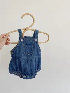 Spring Summer Baby Denim Bib Overalls Onesie, Unisex Toddler Jumpsuit Romper, Toddler Outfit, 0-2 Years Old, Comfortable and Durable