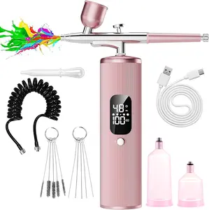 Airbrush Kit with Compressor - 48PSI High Pressure, Non-Clogging Air Brush Set, 4000 mAh Extra Long Standby, Ideal for Painting, Modeling, Cake Decorating, Pastry, Makeup and Nail Art
