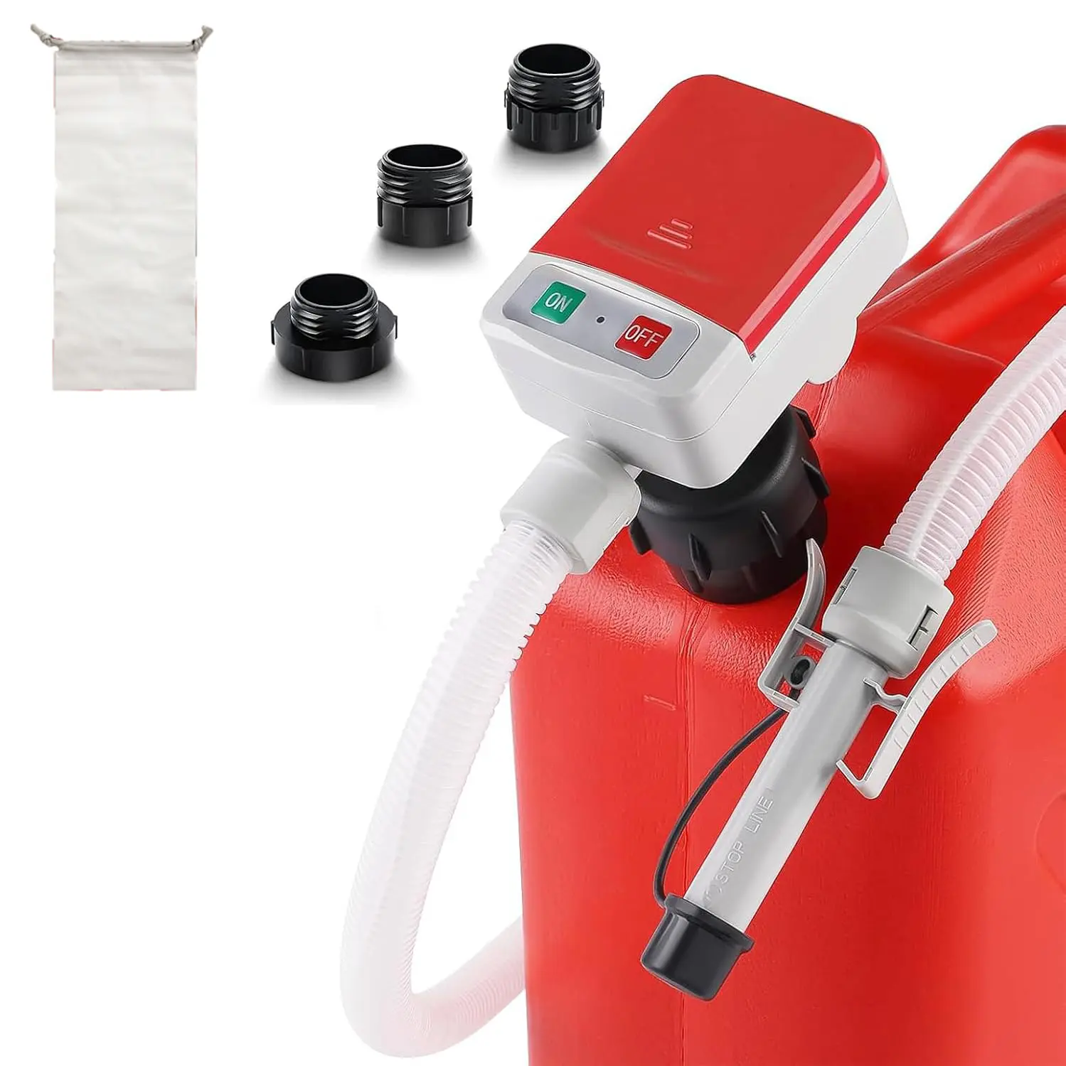 Fuel Transfer Pump with Auto-Stop, Portable Fuel Pump Battery Powered for Gas Can with 3 Adaptors,  Liquid Transfer Pump for Oil, Gasoline, Diesel, Kerosene, Gifts for Men (Battery not included)
