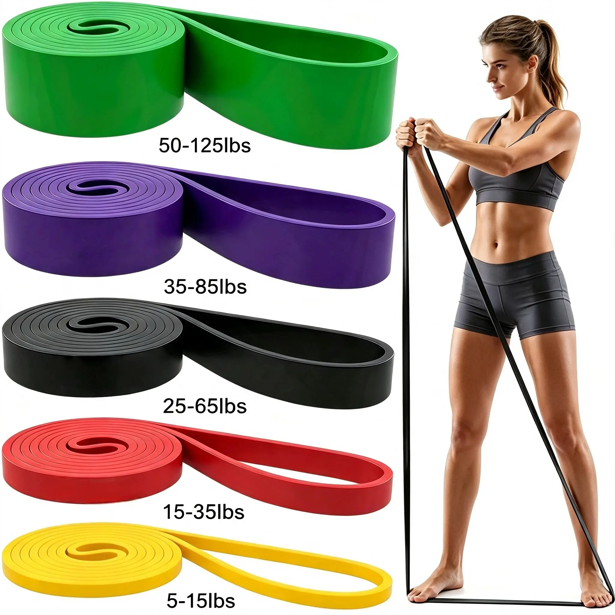 3PCS/5PCS Resistance Bands Set, Adjustable Elastic Workout Bands, Strength Training Bands for Home Fitness, Yoga, Stretching & Exercise