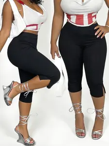Women's Split Capris,Slim Fit Elastic Split 7/8 Pants, Comfortable and Stylish Design, Perfect for Daily Wear, Versatile and Trendy Bottoms