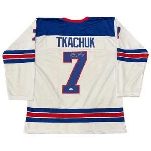 Brady Tkachuk Autographed USA (White #7) Custom Stitched Hockey Jersey - JSA