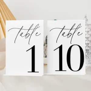 Wedding Table Numbers 1-10 with Stands, 5"x7" White  Place Cards with  Black Numbers, White and Black  Table Numbers for Wedding Reception, Anniversary, Event