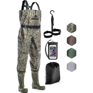 Chest Waders – Waterproof 2-ply Nylon/PVC Camo Hunting Fishing Waders for Men and Women with Boots