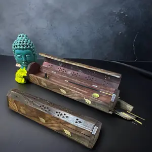LoveNspire Handcrafted Rosewood Incense Holder Box - Woody Aroma Ash Catcher, Calming Meditation Aid for Pooja & Home Decor, Ideal Gift
