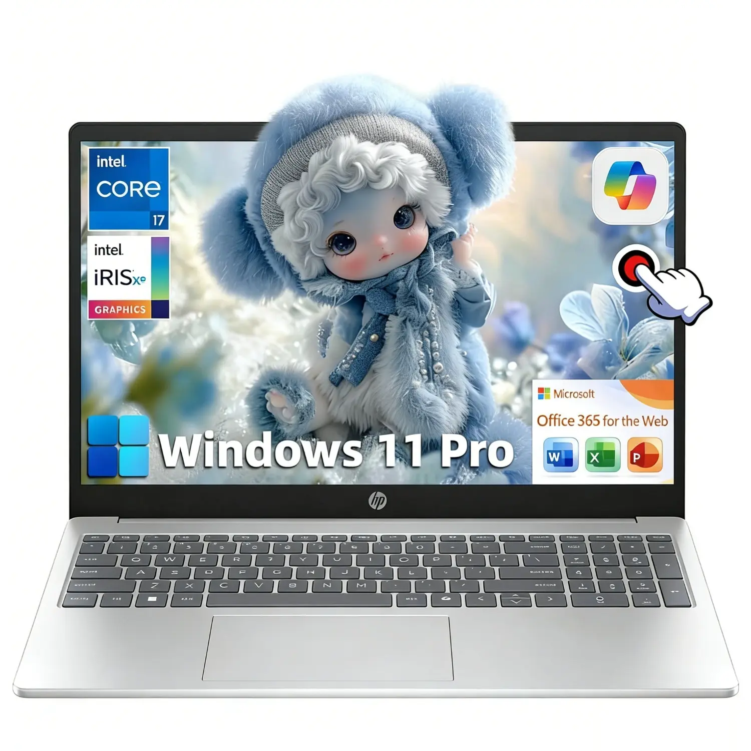 HP 15 Touchscreen Business Laptop - Win 11 Pro | Free Office 365 for The Web | 15.6" FHD Anti-Glare Display | Intel 10-Core i7 1355U | 16GB RAM + 512GB SSD | Intel Iris Xe GPU | Wi-Fi 6 | Copilot