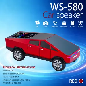 WSTER WS-580 Cybertruck-Style Pickup Truck Model Bluetooth Speaker, Rechargeable Portable LED Audio with USB, TF, AUX, FM, TWS Stereo, Ideal for Indoor/Outdoor Parties, Great Birthday/Father's Day Gift