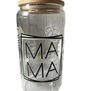 Mama Monstera Leaf Glass Reusable Drinkware