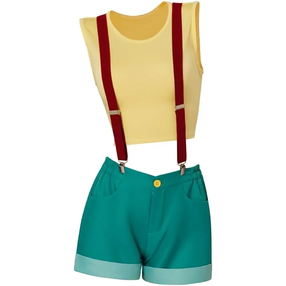 Women Misty Costume Anime Crop Top Shorts Suspender Set for Party
