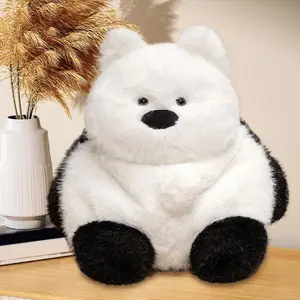 Plush Panda Stuffed Animal Reversible Dog Plush Toy Boys Girls Double-Sided Zipper Doll For Accompany Children To Grow Up