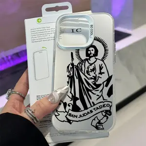Saint Jude the Patron Pattern Phone Case for iPhone 17 Air 15 16 14 13 12 Pro Max 11 XR XS E Plus Shockproof Drop Protection Durable PC Smartphone Cover Cellphone Protective Casing