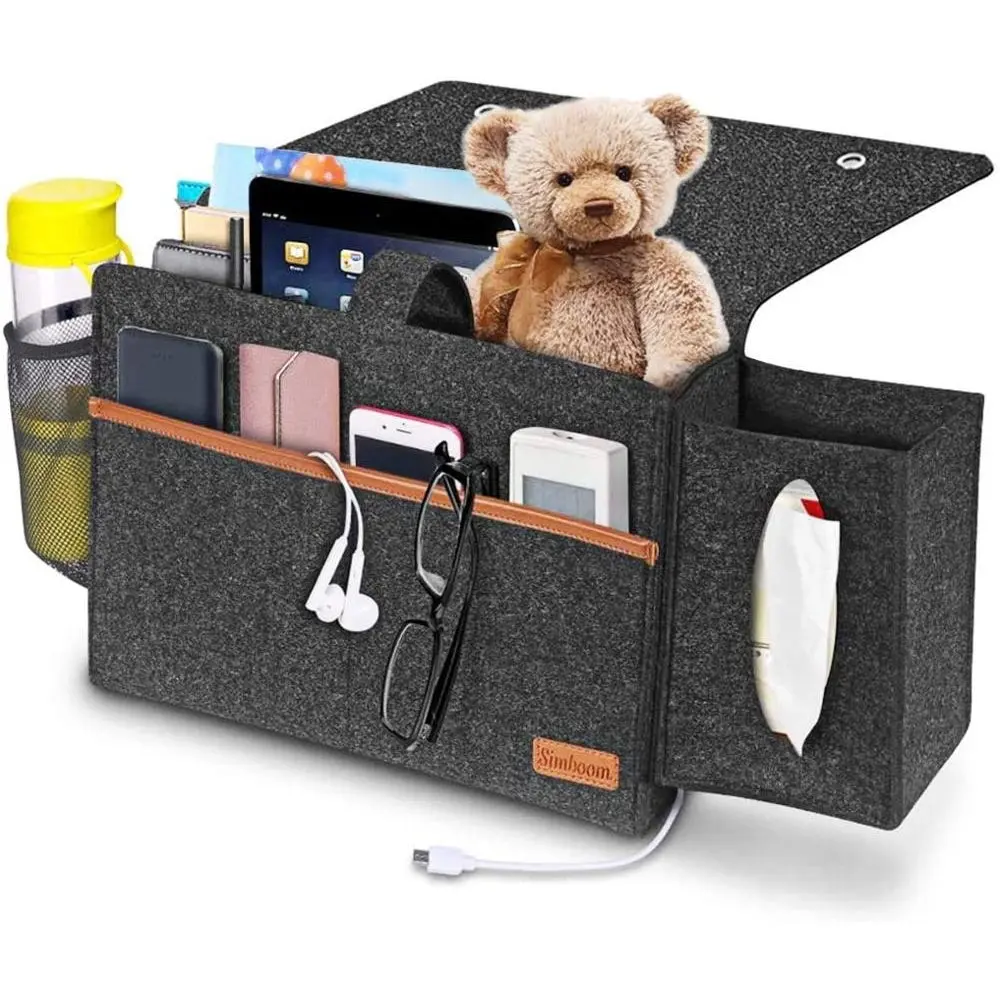 Bedside Storage Organizer Modern Felt Design