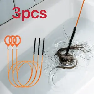 3pcs Drain Cleaning Tool Set, Durable Steel Snake for Bathroom Sinks, Showers, Bathtubs, Pipe Draining Systems, Flexible and Bendable