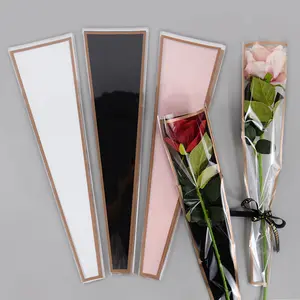 50count Single Rose Flower Wrapping Bag Clear Floral Bouquet Packaging Bags for Valentine's Day Wedding Party Gift Decoration