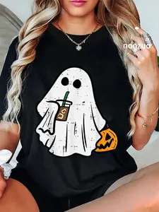 100% Cotton Unisex Halloween Ghost Ice Coffee Funny Costume Men Women Youth T-Shirt