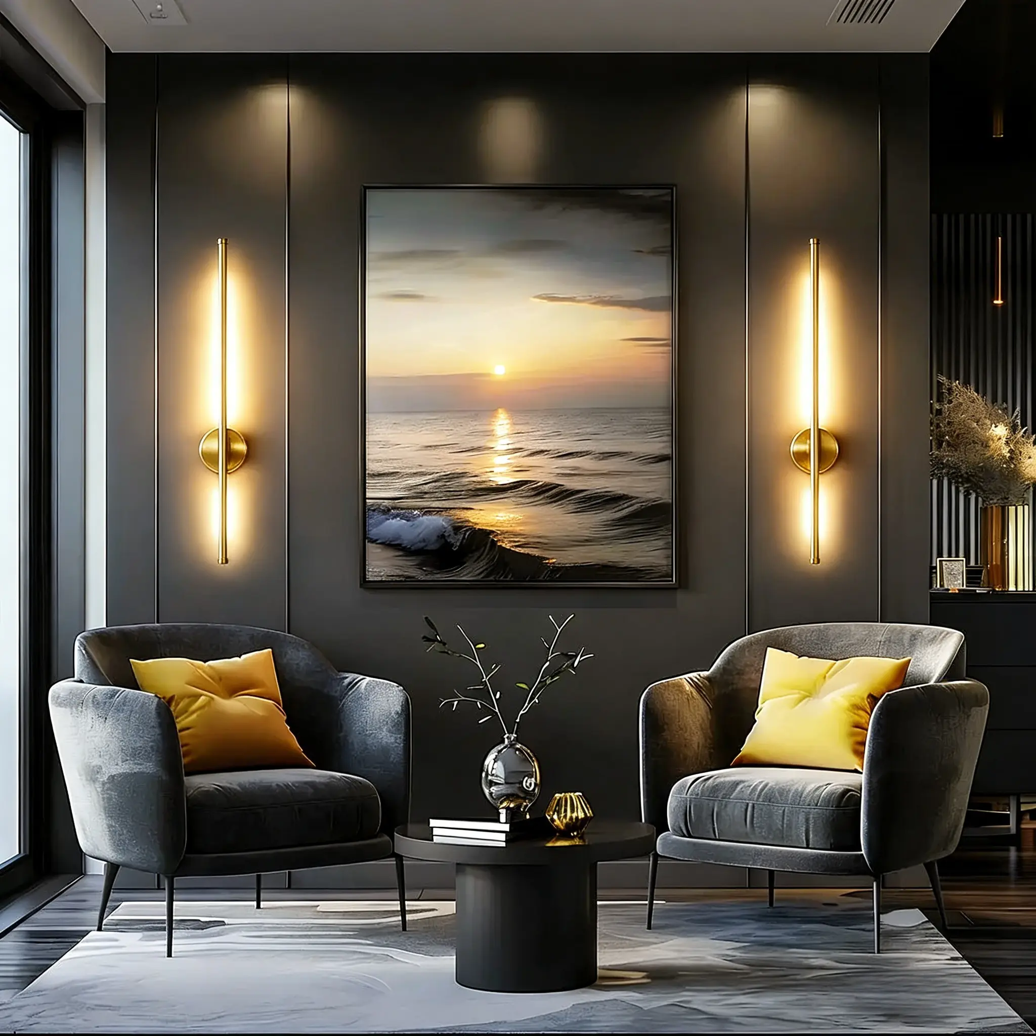 2PCS 50cm Wall Lamp, TV Background Wall Decor, Modern Dimmable & Color Temperature Adjustable Wall Lamp for Bedroom & Living Room, Magnetic Installation, Perfect for Bedroom, Study & Home Decor