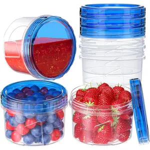 6 Pack 16 OZ Freezer Storage Containers Small Plastic Containers with Twist Top Lids Round Food Storage Containers Reusable Soup Container Microwave Dishwasher Safe