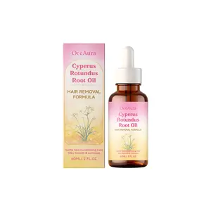OceAura Cyperus Rotundus Hair Removal Essential Oil, Aloe & Sweet Almond Plant Extract, Full Body Underarm Leg Care, Refreshing Clean, Smooth Soft Skin, Gentle Daily Hair Removal Skin Oil