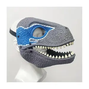 Animal Dinosaur Mask Dino Mask Realistic Latex Dinosaur Moving Mask for Cosplay Party Birthday Halloween (Blue)