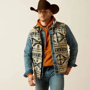 Ariat Men's White Pepper Southwest Logo Softshell Vest 10062590
