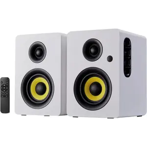 SW206 80W  Dual-Mode Bookshelf Speakers, 4inch Studio  and HiFi Mode, Optical Coaxial TRS Aux  5.0 USB with 24bit DAC, for Home Music System Turntable TV PC Desktop, White