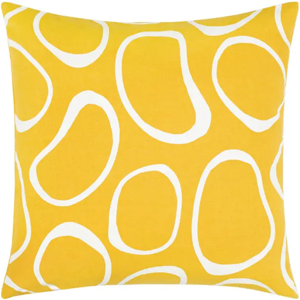 Livabliss LHN020-1818 100% Cotton Decorative Cushion Cover - 18x18 in, Modern Lachen Woven, Screen Printed Rectangular Design, Bright Yellow & Cream, Coloured, for Throw Pillows with Natural Charm, 100% Cotton Cushion Covers, Coloured Cushion Covers