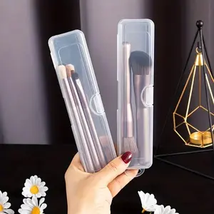 2pcs Transparent Dust-Proof Plastic Toothbrush Travel Container, Portable Toothbrush Holder, Easy Clean, Ideal for Travel and Home Use