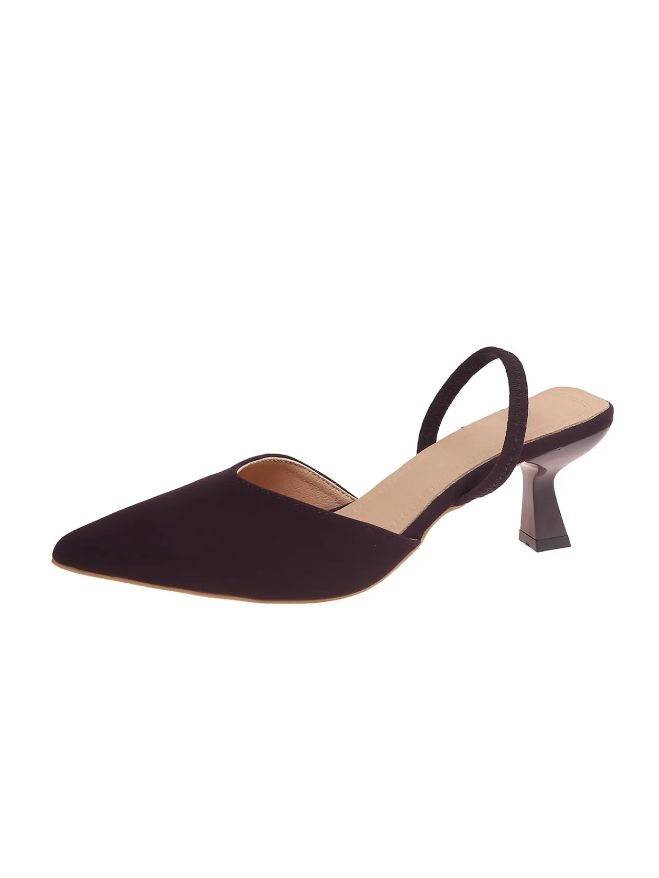 Women's Fashionable Solid Color Stiletto Heels, Elegant Pointed Toe Slingback Heels for Party, Daily Clothing Decor for Women & Girls, Leather, Fashionable Footwear