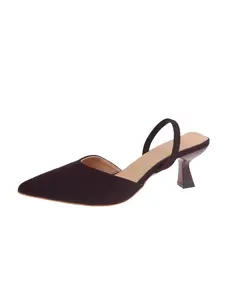 Women's Fashionable Solid Color Stiletto Heels, Elegant Pointed Toe Slingback Heels for Party, Daily Clothing Decor for Women & Girls, Leather, Fashionable Footwear