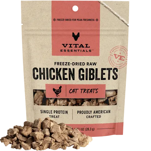 Vital Essentials Freeze-Dried Raw Single Protein Chicken Giblets Cat Treats, 1-oz bag