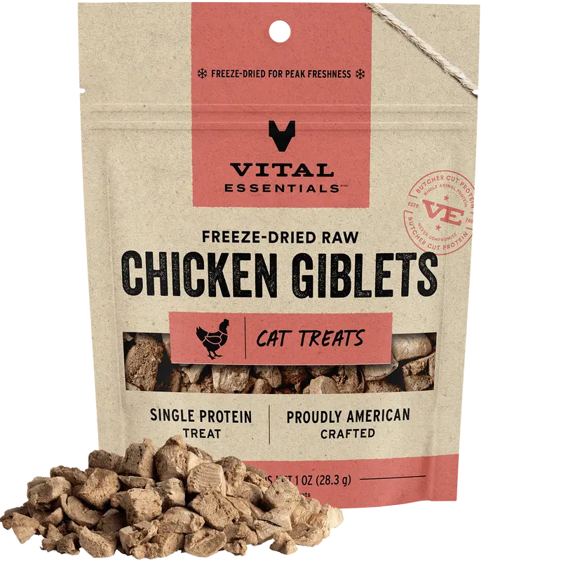 Vital Essentials Freeze-Dried Raw Single Protein Chicken Giblets Cat Treats, 1-oz bag