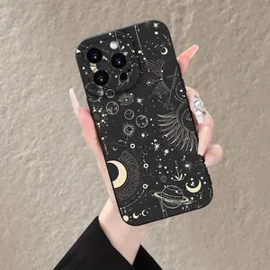 Cute And Stylish Constellation Moon for Iphone Black And White Multi-Color Mobile Phone Case Suitable for Gift Giving 16 15 14 13 12 11 XS XR X 7 8 Plus Pro Max Mini
