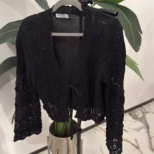 Midnight Crochet Tie-Front Cardigan