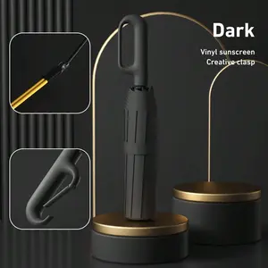 Green Foldable Rainproof Automatic Umbrella, 1 Count Compact Ring Buckle Windproof Reinforced Umbrella, Durable Innovative Sun-Protection Folding Umbrella for Women, Pocket Umbrella, Wind-Resistant Umbrella, UV Umbrella, Suitable for Rainy Days Outdoors