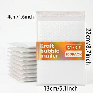 50/100 Pack 5.1x8.7 Inch White Bubble Mailers, Self-Sealing Padded Shipping Envelopes, Waterproof Tear-Proof Shockproof Bubble Bags for Jewelry, Phone Cases, Small Electronics & Daily Mailing