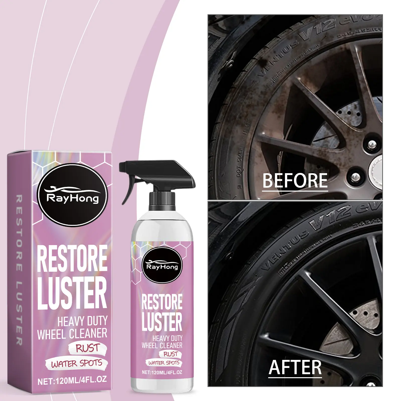 Rayhong Heavy-Duty Wheel Cleaner Heavy-Duty Wheel Hub Stain Maintenance and Renovation Cleaner madacide  cleaner