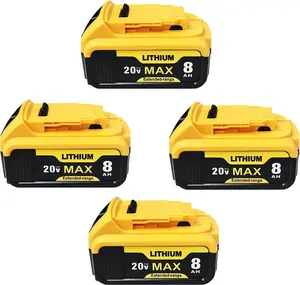 【2026 New Year Special】4-PACK for Dewalt 8.0Ah 20V Replacement Battery for 20V Max Tools - Compatible with DCB200/208/206/205/203 Series  High Capacity for Winter Construction Jobs
