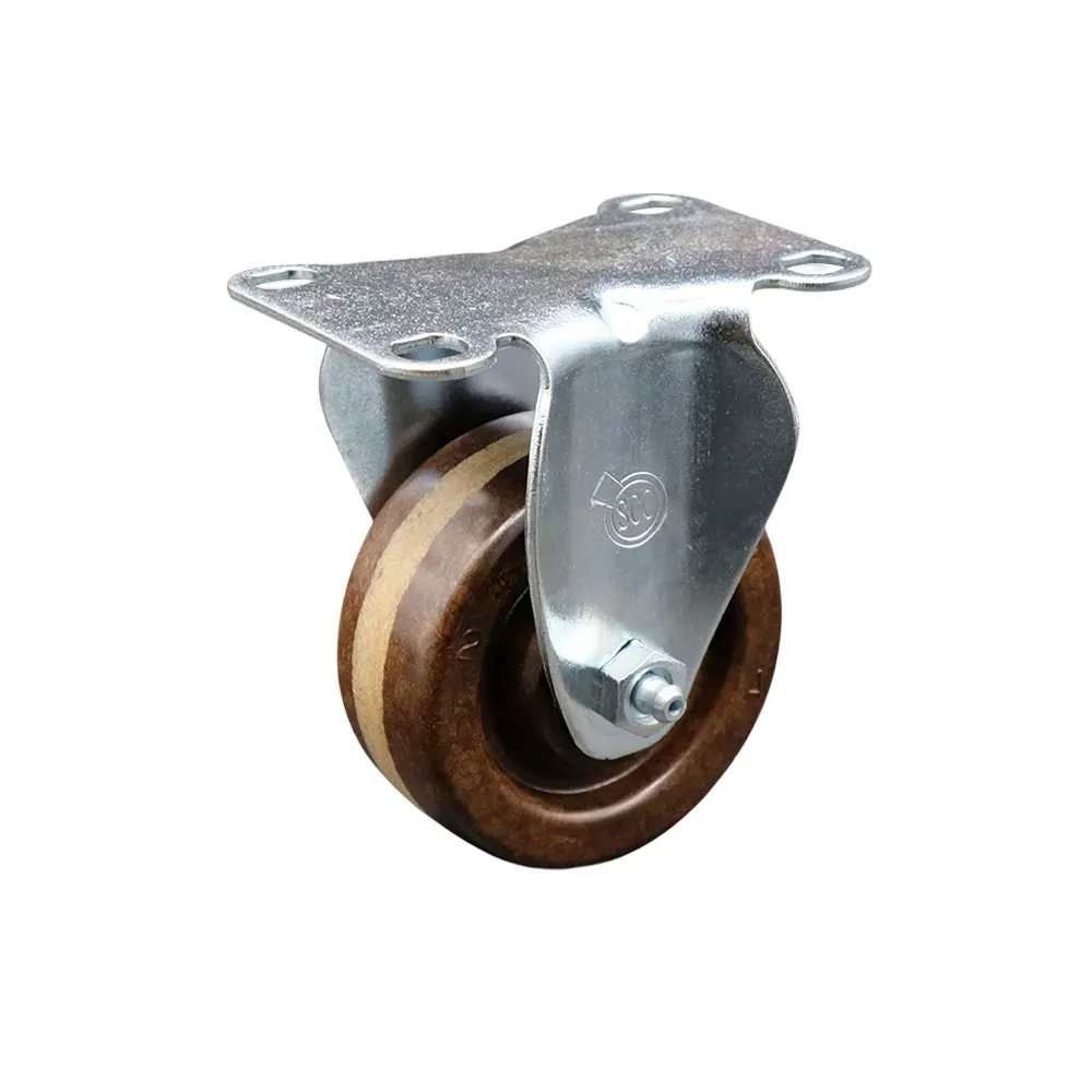 Industrial Service Caster SCC-20R314-PHSHT-TP2, High Temp Rigid Hardware Caster - 3 in. Phenolic Wheel, 3.13x4.13 in. Top Mount Plate, 300 lbs Capacity, High Resistance to Impact, Impact Resistant, Durability Under Any Condition for Bakery Racks Equipment