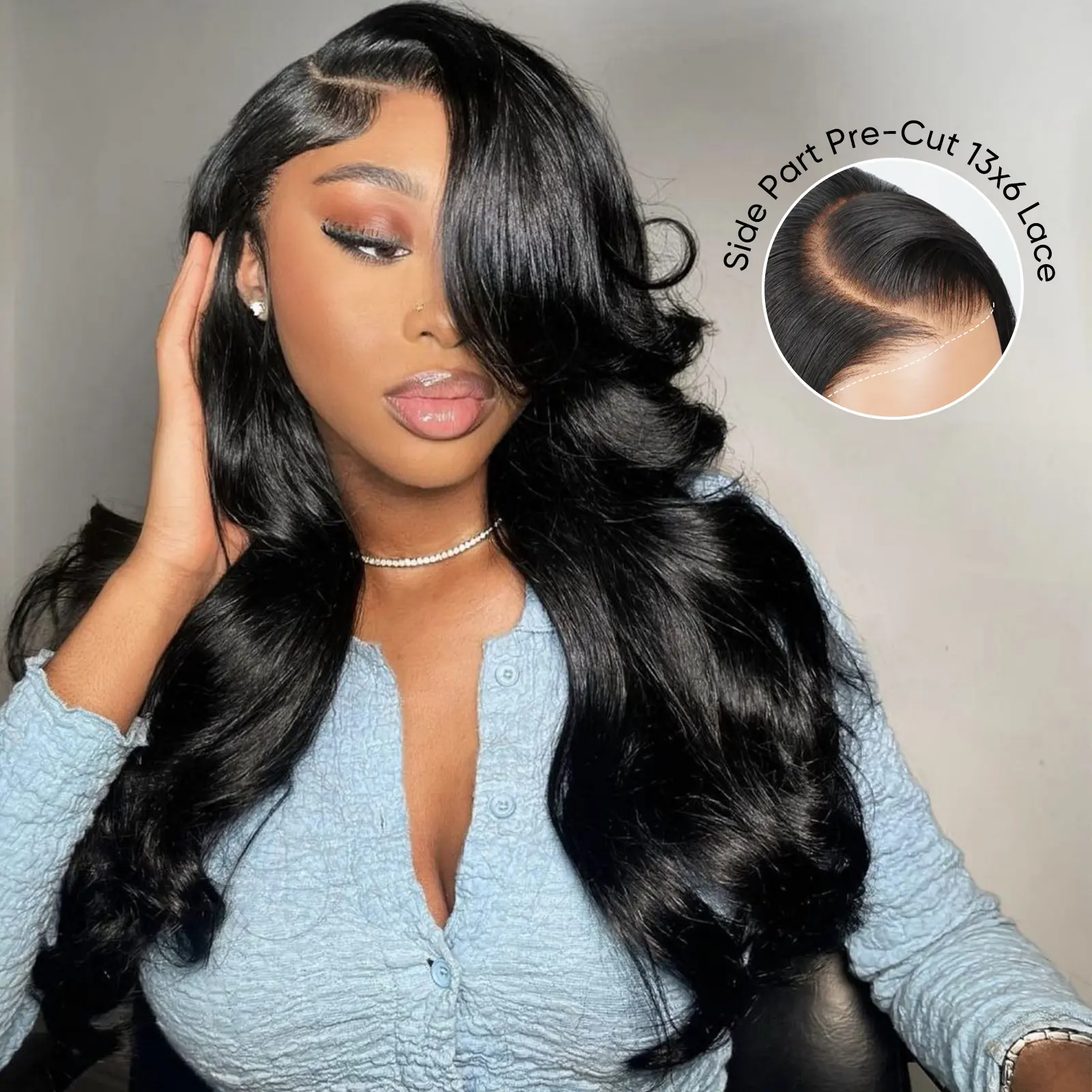 Wiggins Hair Pre Cut 13x6 Lace Front Wigs 250% Density Layer Cut Side Part Body Wave Wig Human Hair Pre Plucked Ready Go Glueless Wig Pre Bleached