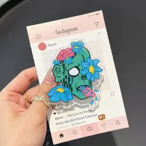 Floral Skull with MagSafe Phone Grip, Horror Aesthetic Magnetic Phone Holder, Kawaii Scary Fan Gift , Kindle Accessories sticky Baby mount Library Card Flower-Shaped Multi-Functional Stand Universal Car Double-Sided Octo Adjustable Portable