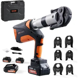 VEVOR PureFlow Press Tool, 18V Electric Pipe Crimping Tool for 1/2, 3/4, 1 PEX Pipe Stainless Steel Rings, PEX Press Tool Kit with 3 VPF Jaws, 2pcs 2AH Batteries, Fast Charger Carrying CaseVEVOR Super Brand Day