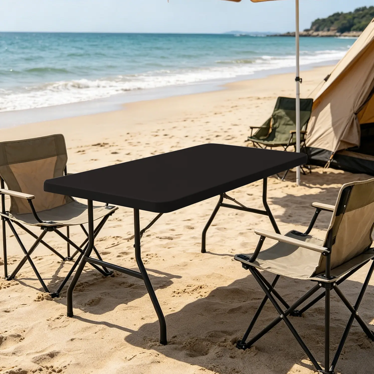 Picnic Table Cover, Windproof Waterproof Elastic Fitted Tablecloth, Rectangle 72x30 Inch, Ideal for Outdoor Camping & Parties
