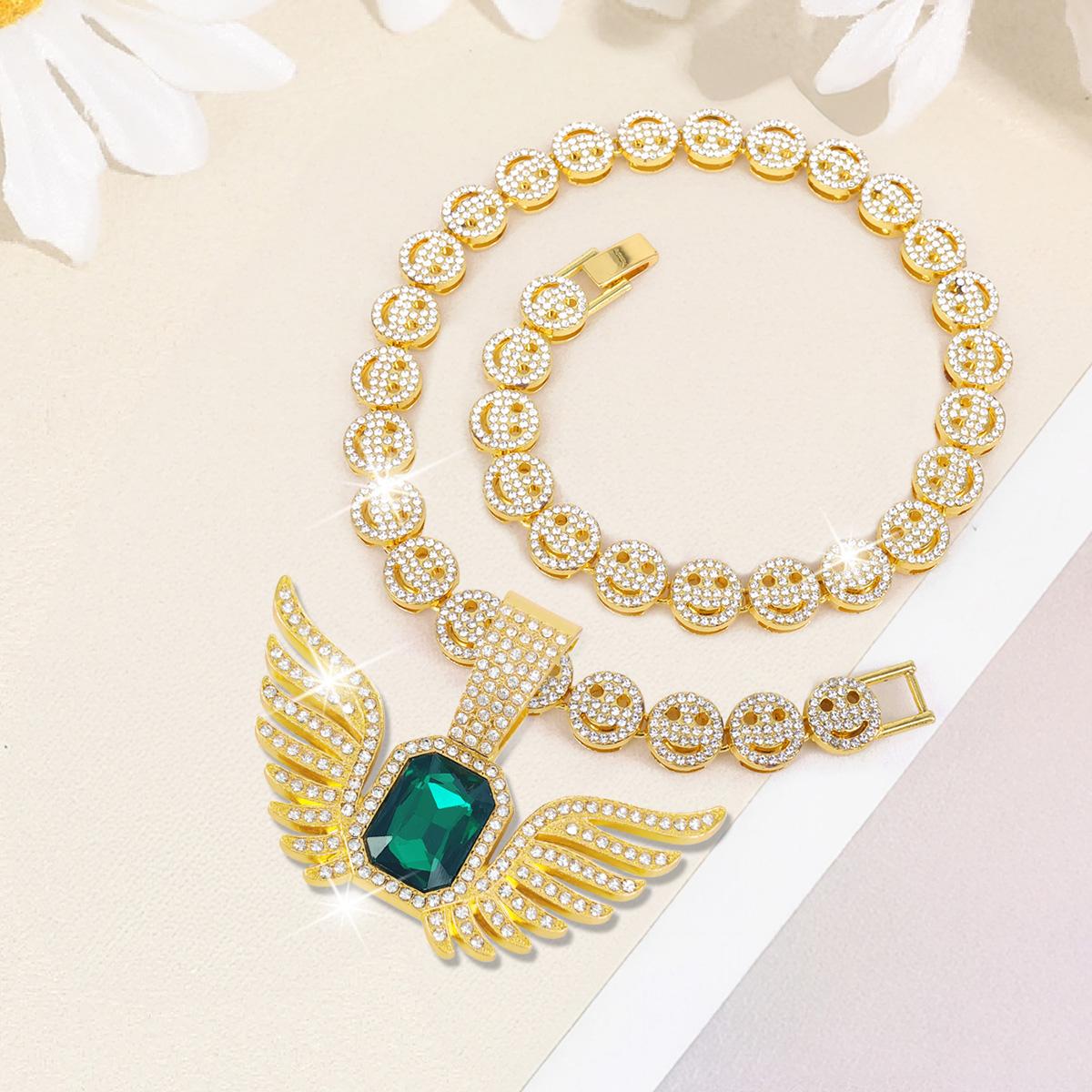 Angel Wing Pendant with Smiley Face Necklace Sliver Gold Plated Preppy Neckalce Smiley Choker Cute Jewelry and Significant Angel Wing Pendant Ideal Jewelry Gift  for Lovers Men Women Party Prom