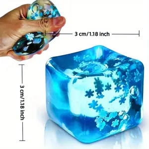 Babywendy HefengCL Slow Bounce Ice Cube - Slowy Squishing Slow Rebound Sensory Fidget Toy Suitable for Christmas Party Favors, Classroom Rewards, Birthday Gifts (Blue Ice Cube Shaped TPR)