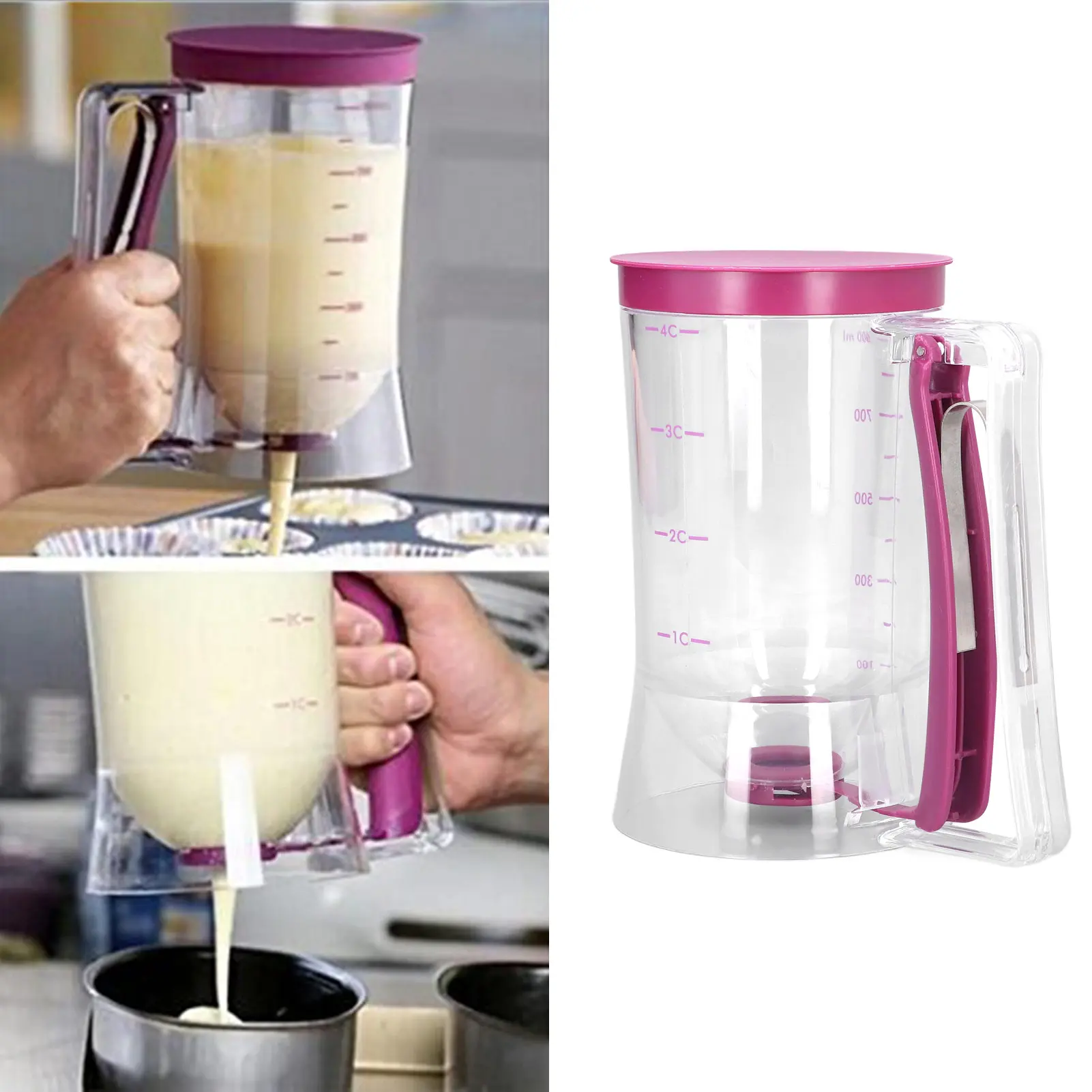 Pancake Dispenser for Baking Supplies, PP Material BPA-Free Trigger Handle, Wide Opening Controllable Measurable Scale Pourer, Kitchen Utensils & Cooking Accessories Home Accessory