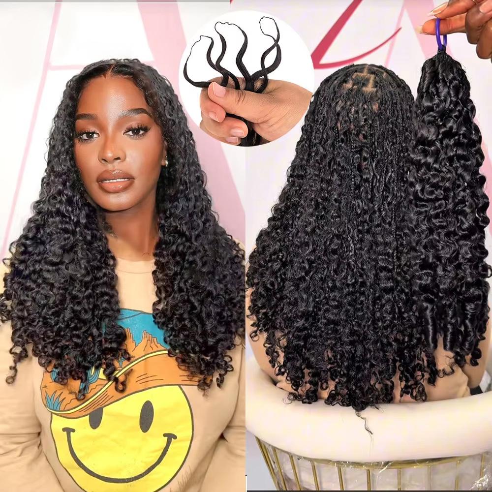 Bling Hair Burmese Curly Pre-Separated Feather Crochet 100% Human Hair Extensions For Miracle Knots Boho Braids 4 to 5 Bundles Recommended