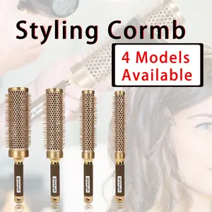 Professional Salon Ceramic Ionic Hair Comb, Ultra-Long Round Brush, Extended Barrel Design, Lightweight Acrylic Handle, Suitable for All Hair Types, Women's Styling Comb, Ceramic Ion Technology