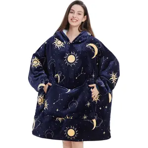 Aemilas Wearable Blanket Hoodie - Warm Sherpa Blanket Sweatshirt as Gifts for Adult Women Mom Men, One Size Fits All