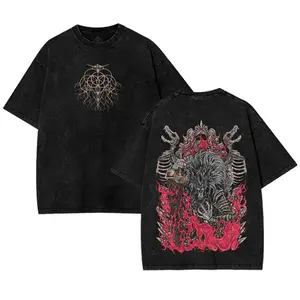 Drippy Souls Maliketh the Black Blade T-Shirt Double Printed Unisex Acid Washed Lightweight Cotton TShirt Gift For Game Fan Streetwear men gifts graphic tee Menswear Seamless